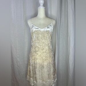 JOSIE by Josie Natori Ivory Velour Velvet Slip Dress in M